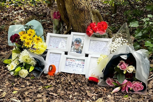 A memorial for Jason Pulman in Hampden Park SUS-220426-170710001