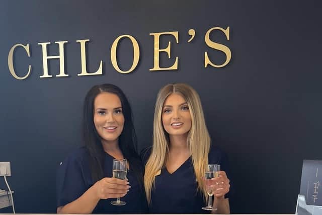 Chloe Brown and Chloe Reynolds at the opening day of their clinic, Chloe's Beauty and Skin Clinic