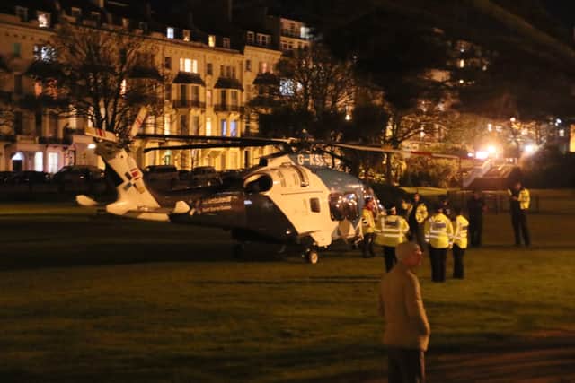 The air ambulance in Warrior Square. Picture by Roberts Photographic SUS-220427-124651001