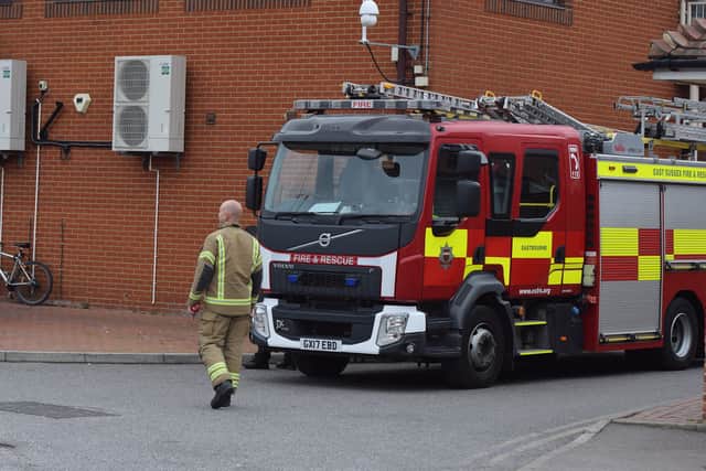 East Sussex Fire and Rescue Service by the incident in The Crumbles, Eastbourne. Picture from Dan Jessup SUS-220427-131256001