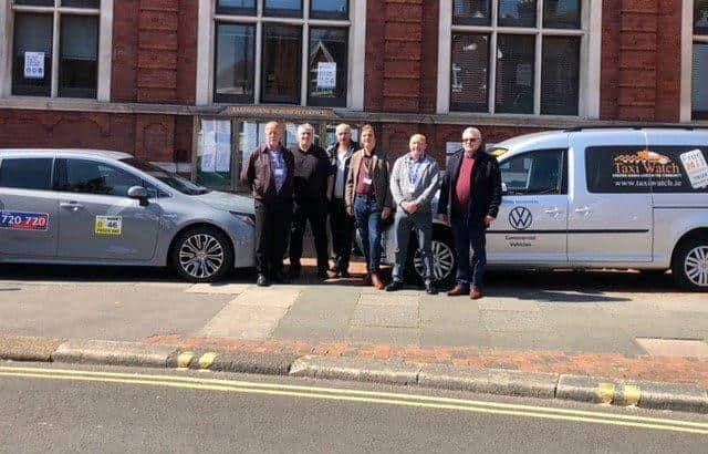 Council representatives accompanied by Derek Devoy and Ray Cullen at the Taxi Watch training programme launch. Picture from ESCC SUS-220428-121412001