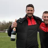 Gary Elphick and Jon Meeney at Faversham after Hastings clinched promotion and the title / Picture: Scott White