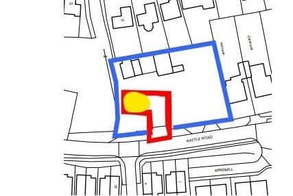 The yellow shape is the proposed car wash and valet area. Photo from Wealden District Council. SUS-220428-130826001