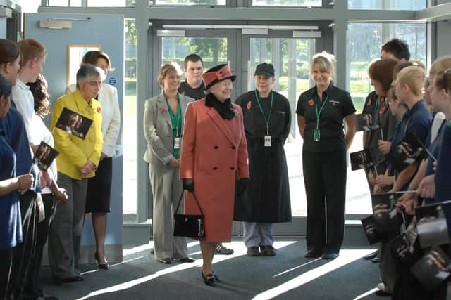 The Queen visiting Thomas Bennett Community College. Credit: JPIMedia