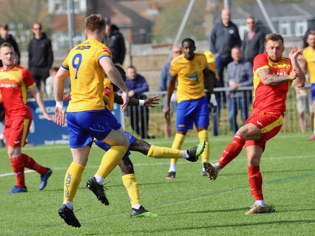 Action, celebration and fans pictures from Lancing's 2-1 win over Newhaven at Culver Road in the Isthmian-SCFL play-off game / Pictures: Stephen Goodger