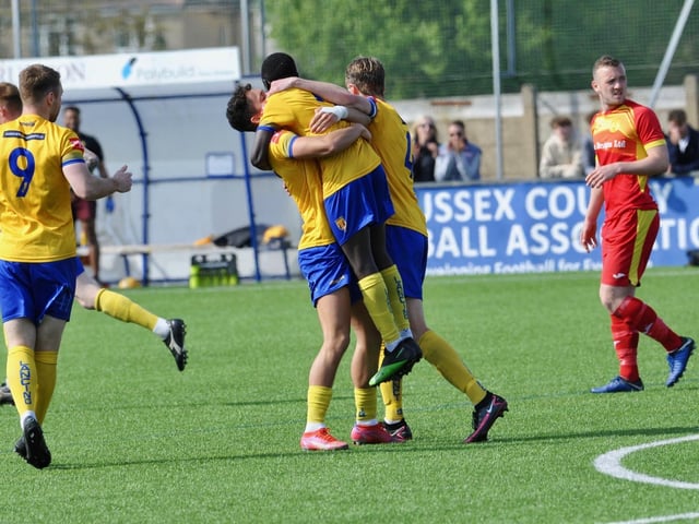 Action, celebration and fans pictures from Lancing's 2-1 win over Newhaven at Culver Road in the Isthmian-SCFL play-off game / Pictures: Stephen Goodger