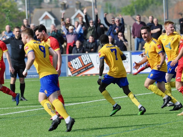 Action, celebration and fans pictures from Lancing's 2-1 win over Newhaven at Culver Road in the Isthmian-SCFL play-off game / Pictures: Stephen Goodger