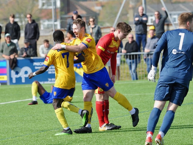 Action, celebration and fans pictures from Lancing's 2-1 win over Newhaven at Culver Road in the Isthmian-SCFL play-off game / Pictures: Stephen Goodger