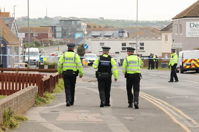 Police in Peacehaven following a collision. Picture from Eddie Mitchell SUS-220105-111536001