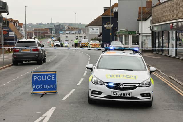 Police in Peacehaven following a collision. Picture from Eddie Mitchell SUS-220105-111451001