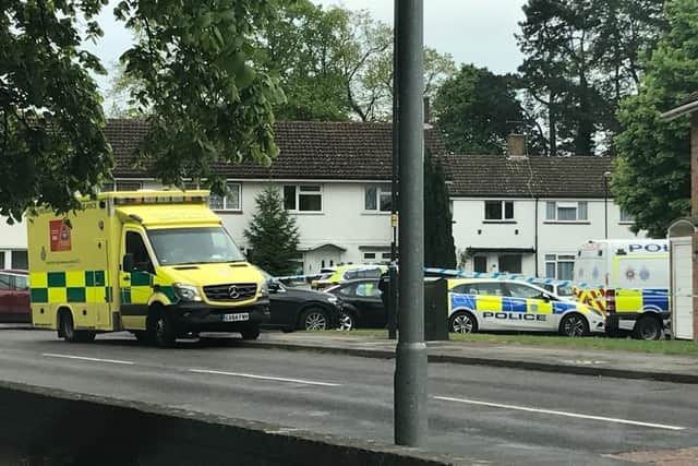 Emergency service crews in Midhurst Close, Crawley SUS-220105-164646001