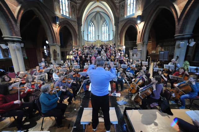Eastbourne Symphony Orchestra rehearsing in St Saviour's Church
