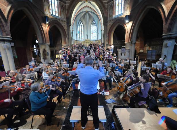 Eastbourne Symphony Orchestra rehearsing in St Saviour's Church