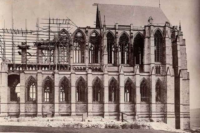 Lancing College Chapel building in progress in the 1890s