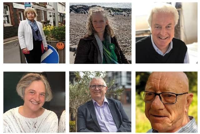 Top row: Conservative candidate Lynda Hyde, Green Party candidate Libby Darling and Stephen White, Independent.
Bottom row: Alison Wright, Independent, Lib Dem candidate Stewart Stone and           Labour candidate Robert Mcintosh