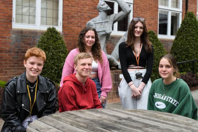 Collyer's photography students win national prizes: (L-R) Lauren Baines, Oliver Martin, Jasmine Yates, Ella Strutt, Polly Simpson. Photo by Tilly Stone
