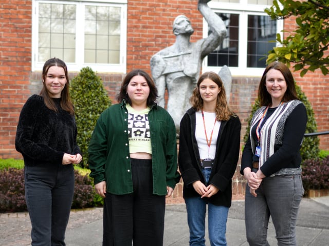 Collyer's photography students win national prizes: (L-R) Victoria Ward, Carolina Olim Felix, Evie Woollett, Lauren Andrews. Photo by Tilly Stone