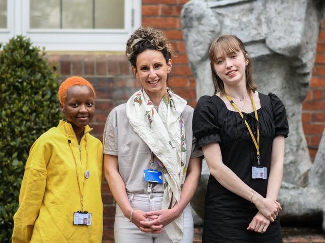 Collyer's photography students win national prizes: (L-R) Kobi Mushandu, Rebecca Moon, Alcina Baroni. Photo by Tilly Stone