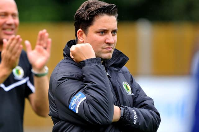 Horsham FC manager Dominic Di Paola has been awarded the Isthmian Premier's Manager of the Month award for April. Picture by Steve Robards