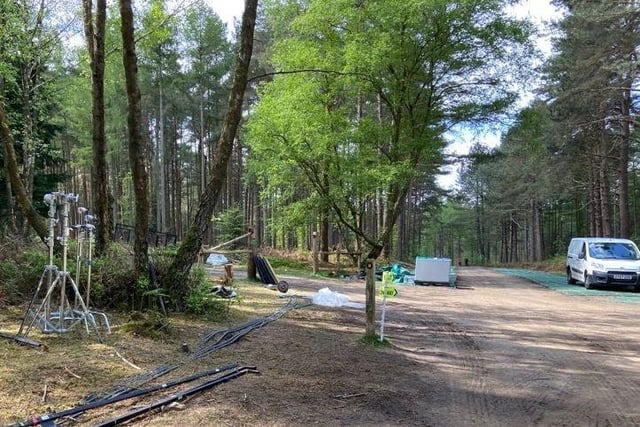 Equipment has been brought into the woods for the production