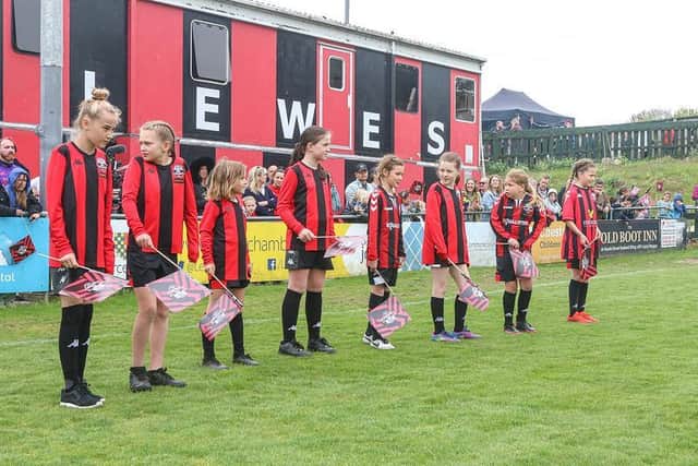 Lewes girls were the mascots for the women's match against Liverpool / Picture: James Boyes