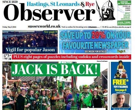 Don’t forget to pick up your Hastings and Rye Observer every Friday for all your local news and opinion plus eight pages of puzzles and sport. SUS-220605-092113001