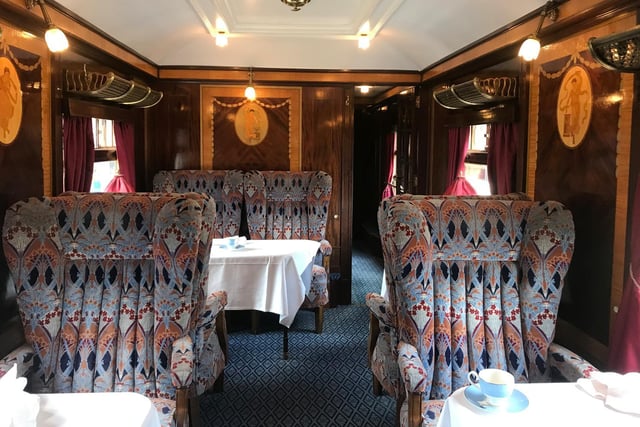 Inside one of the beautiful cars that made up the British Pullman