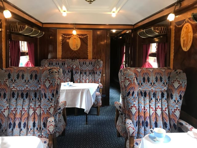 Inside one of the beautiful cars that made up the British Pullman