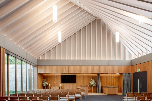 Guildford Crematorium
RIBA region:    South East
Architect practice:    Haverstock
Date of completion:    03 2020
Date of occupation:    03 2020
Client company name:    Guildford Crematorium
Project city/town:    Godalming, Guildford
Contract value:    £10,000,000.00
Gross internal area:    748.00 m2
Net internal area:    702.00 m2
Cost per m2:    £8,256.65 / m2 SUS-220605-123406001