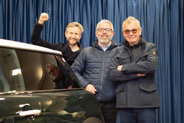 Buttle UK CEO Joseph Howes, The Italian Job's Freddie St George and Mike Cooper, John Cooper's son
