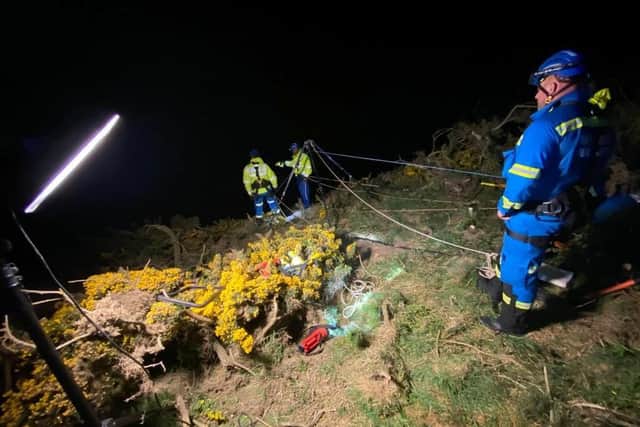 Hastings Coastguard during the rescue. Picture courtesy of HM Coastguard - Hastings Facebook.