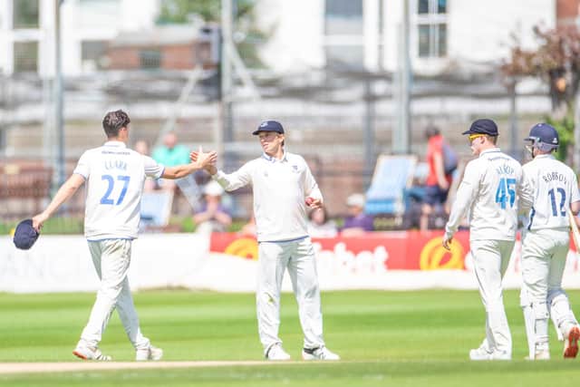 Sussex celebrate one breakthrough but they couldn't find enough to beat Middlesex / Picture: Eva Gilbert