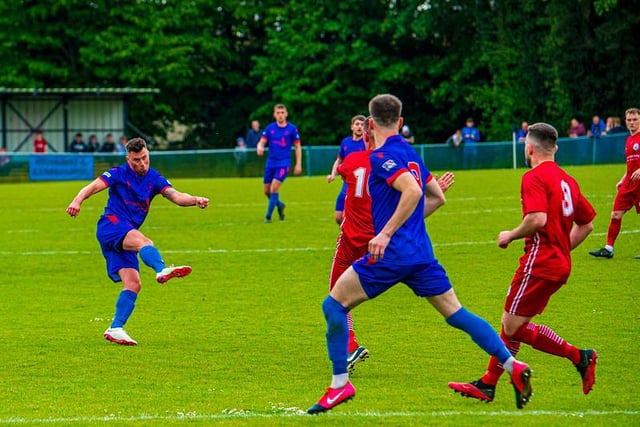 Action, the goal and post-match celebrations from Midhurst and Easebourne's 1-0 SCFL Division 1 play-off victory over Shoreham at the Rotherfield / Pictures: Tommy McMillan