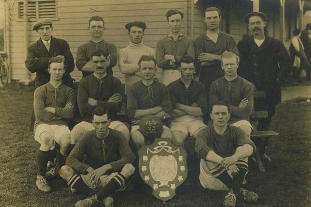 Polegate Football Club 1923-4, winners of Hailsham Shield