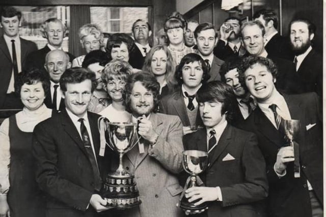 Polegate Football Club with trophy, 1970s