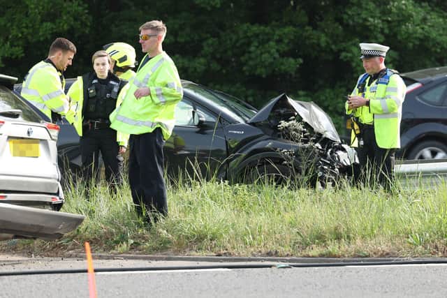 Police on the A27 following the collision. Picture from Eddie Mitchell SUS-220905-174349001