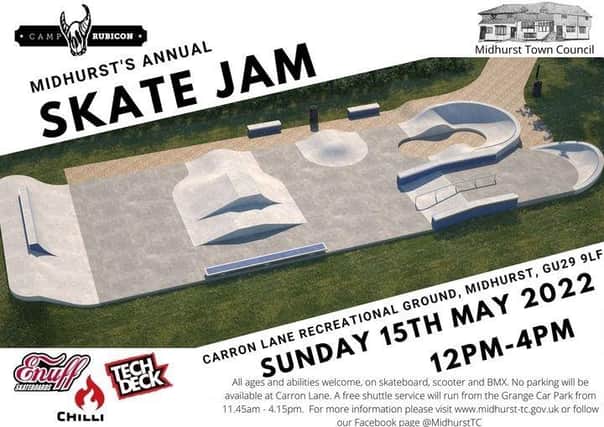 The Midhurst Skate Jam will be making its way to Midhurst at the weekend. SUS-221005-113751001