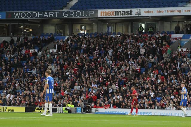 Worthing fans at the Amex. Picture by Cory Pickford