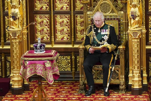 Prince Charles reads the Queen's speech in the House of Lords Chamber, during the State Opening of Parliament in the House of Lords at the Palace of Westminster on May 10, 2022 in London, England. (Photo by Arthur Edwards - WPA Pool/Getty Images)