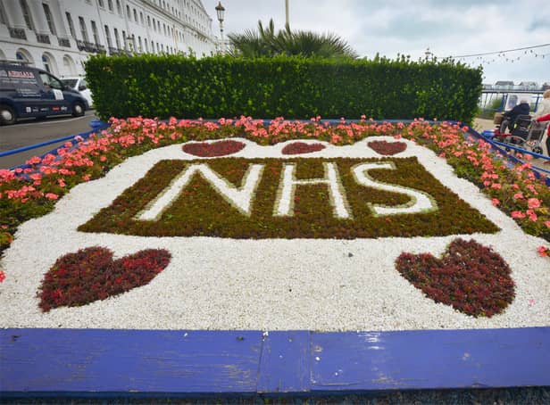 NHS floral tribute near to Carpet Gardens in Eastbourne SUS-210807-133634001