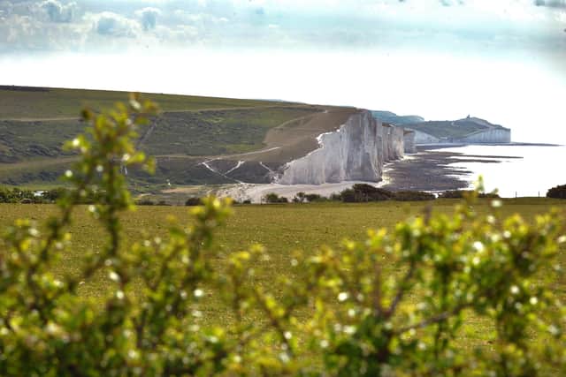 Seven Sisters cliff taken from South Hill Barn, Seaford. SUS-190522-122318001