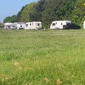 A group of travellers are said to have 'forced' their way onto a field in Eastbourne.