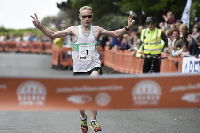 James Baker wins the Bognor Prom 10k in 2019 - who will break the tape this year? Picture: Liz Pearce