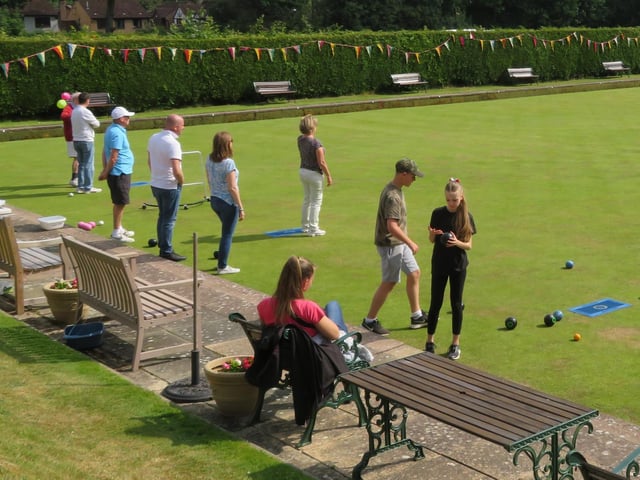 Familiar colours as visitors are welcomed to Southwater Bowls Club
