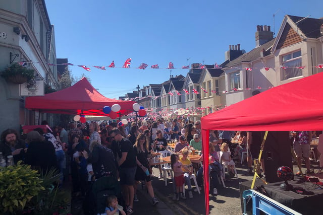 The sun was shining when the George Payne pub held sits street party on Thursday, June 2