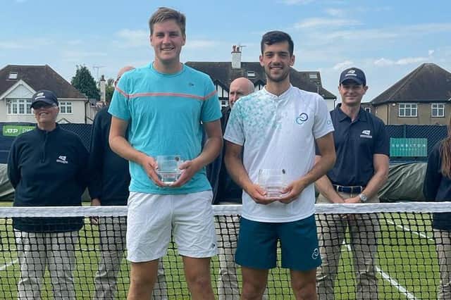 Julian Cash, right, and Henry Patten after their Surbiton Trophy win