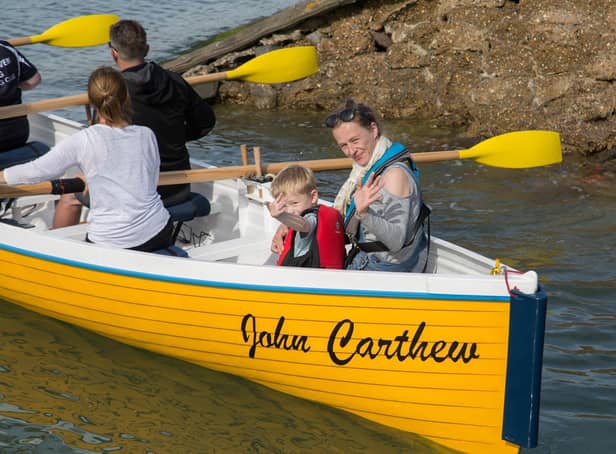 John Carthew's daughter in law Kelly Clifton and grandson Alfie test out the new boat