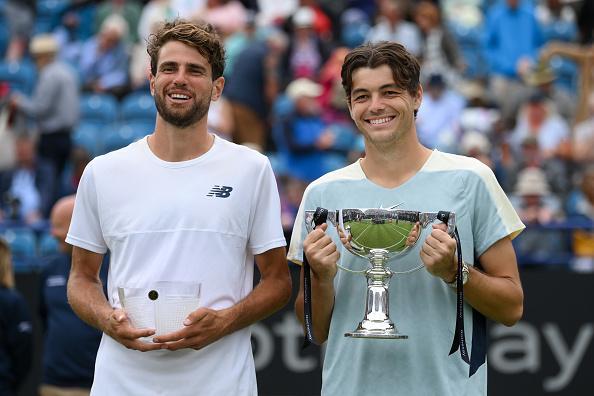 Action from a busy day of finals at Devonshire Park as Eastbourne's 2022 Rthesay International ends / Pictures: Charlie Crowhurst and Mike Hewitt for Getty/LTA