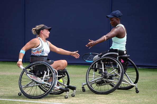 Action from a busy day of finals at Devonshire Park as Eastbourne's 2022 Rthesay International ends / Pictures: Charlie Crowhurst and Mike Hewitt for Getty/LTA