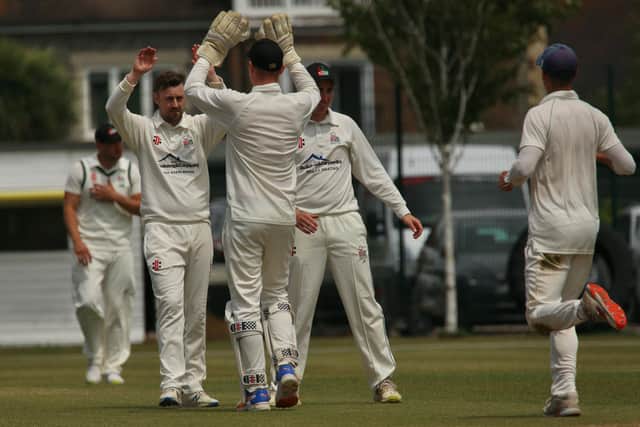 A wicket falls in the Middleton-Bognor match at Sea Lane but batsmen ruled the roost / Picture: Martin Denyer